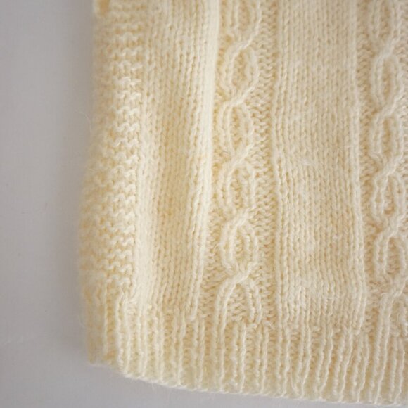 Handmade Cream Cable Braided Knit Fisherman Sweater Vest M - Picture 6 of 8